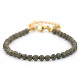 Genuine Gemstone Bracelet with Faceted 4 mm Beads – Adjustable Length – Healing Stone Protective Stone Bracelet Lucky Charm Talisman Gift, Gemstone, various gemstones