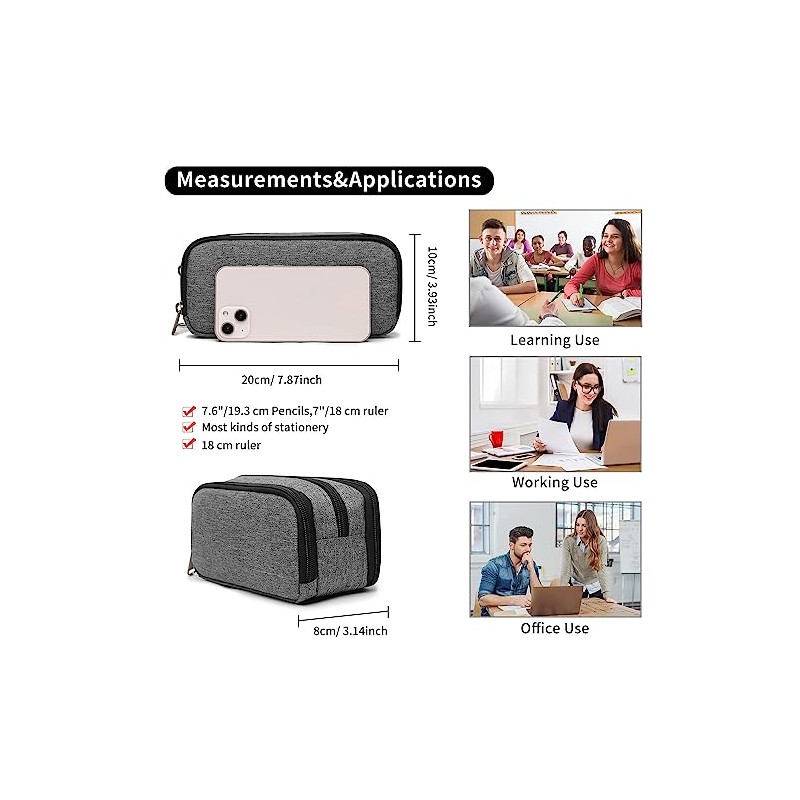 Della Gao Big Capacity Pencil Case, Aesthetic Pencil Pouch with