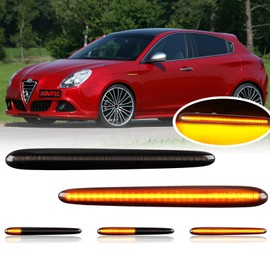 OZ-LAMPE Dynamic Side Indicator for Alfa-Romeo Giulietta megane III, SMD 2835 LED Chip Amber Side Marker Blinker, LED Turn Signal Light, with CAN-bus Error Free Side Repeater CLear Lens, 2Pcs