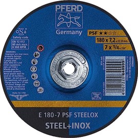 PFERD 61006 7" x 1/4" Grinding Wheel, 5/8-11 Thd. A 24 L PSF-INOX - Type 27 (10 Pack)