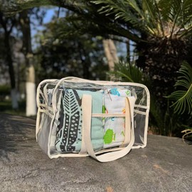 Augbunny Clear Toiletry Bag Large Cosmetic Bag Travel Beach Bag With 2 Side Pockets