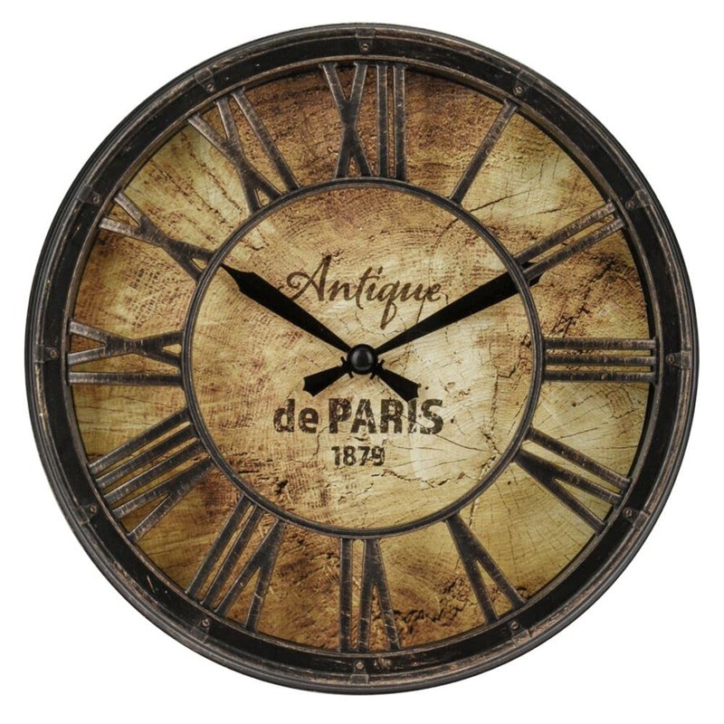 Carousel Home 20cm Wall Clock Antique Effect Distressed Round Clock