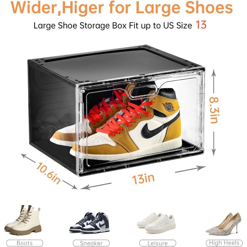 Amllas New 8 Pack Shoe Boxes Stackable, Large Shoe Storage