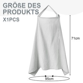 Nursing Cover, Nursing Cover for On the Go, Soft and Breathable Nursing Scarf, Nursing Cover, Nursing Apron, Muslin Nursing Cover for On the Go (Light Grey)
