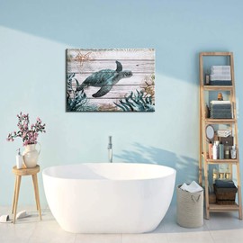 wall art for Bathroom Ocean Sea Wall Art Green Turtle Pictures Artwork Painting Ocean Decor Canvas Prints Nautical Bathroom Art Pictures Wall Decor Canvas Framed Prints Bedroom Ready to Hang