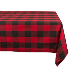 DII 60x120" Rectangular Cotton Tablecloth, Red & Black Buffalo Check Plaid - Perfect for Fall, Thanksgiving, Christmas, Farmhouse Décor, Picnics & Potlucks or Everyday Use
