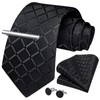 HISDERN Men's Wedding Ties and Pocket Square Tie Plaid Cufflink