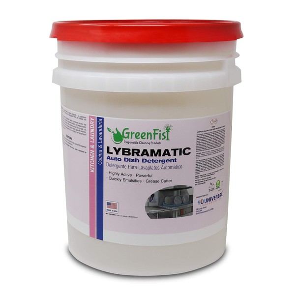 GreenFist Lybramatic | Commercial Dishwasher Detergent Industrial Grade [Ready-to-Use] Liquid,5 Gallon Pail