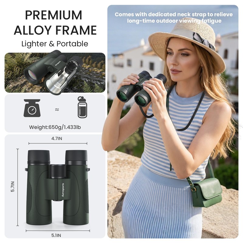 12x42 Binoculars for Adults High Powered - Aurosports Nitrogen-Purged IPX7