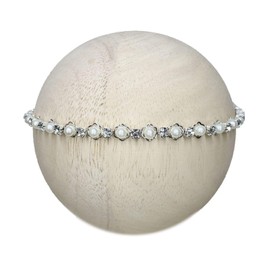 Honra Newborn Photography Props Pearl Headband Baby Photoshoots Posing Photo Tieback Hair Accessories (Silver 03)
