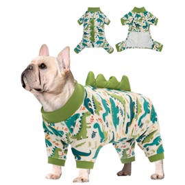 CuteBone Dinosaur Costume Dog Pajamas, Stretchy Spandex Crystal Velvet Sleepwear Coat for Small Dogs, Soft & Warm Pet Outfit Clothes for Cold Weather, Cozy Pullover Design COSP05S