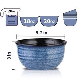 MEKY Soup Bowl, 20 OZ Porcelain Cereal Bowls Set of 6 Perfect for Pasta, Snack, Oatmeal, Rice, Salad,and Ice Cream, Stackable & Durable Bowls for Kitchen, Microwave & Dishwasher Safe, Blue