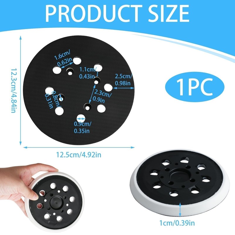 LANAFAY Sanding Disc 125 mm Velcro Backing Pad with 8
