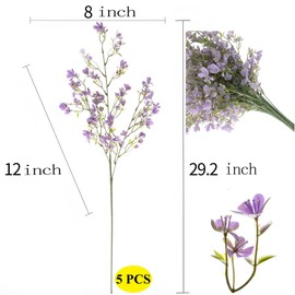 Grand Verde 29” Forget-Me-Not Artificial Flowers Faux Bouquet Long Stems for Tall Vase, DIY Crafts Home Decoration, Bulk 5pcs (Purple)