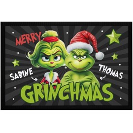 MoonWorks® Merry Grinchmas Christmas Doormat, Customisable, Customisable, Customisable, Merry Grinchmas, Christmas Decoration, Non-Slip & Washable, Black, 60 x 40 cm