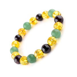 Triple Stone Ultimate Money Bracelet - Elastic Stretchable Natural Stone Success Bracelet - Citrine Red Garnet Green Aventurine Gemstone Bracelet-Motivational Inspirational Financial Success Bracelet