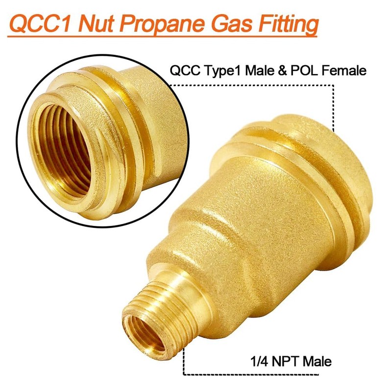Joywayus Brass QCC1 Nut Propane Gas Fitting with 1/4" NPT
