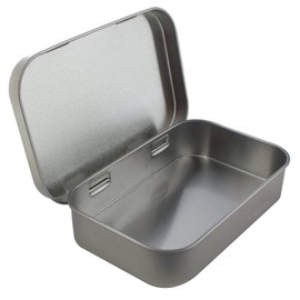 JUVITUS (3 Pack) 3 oz Rectangular Metal Hinge Top Steel Tin Medium Container for Storage Travel Gifts