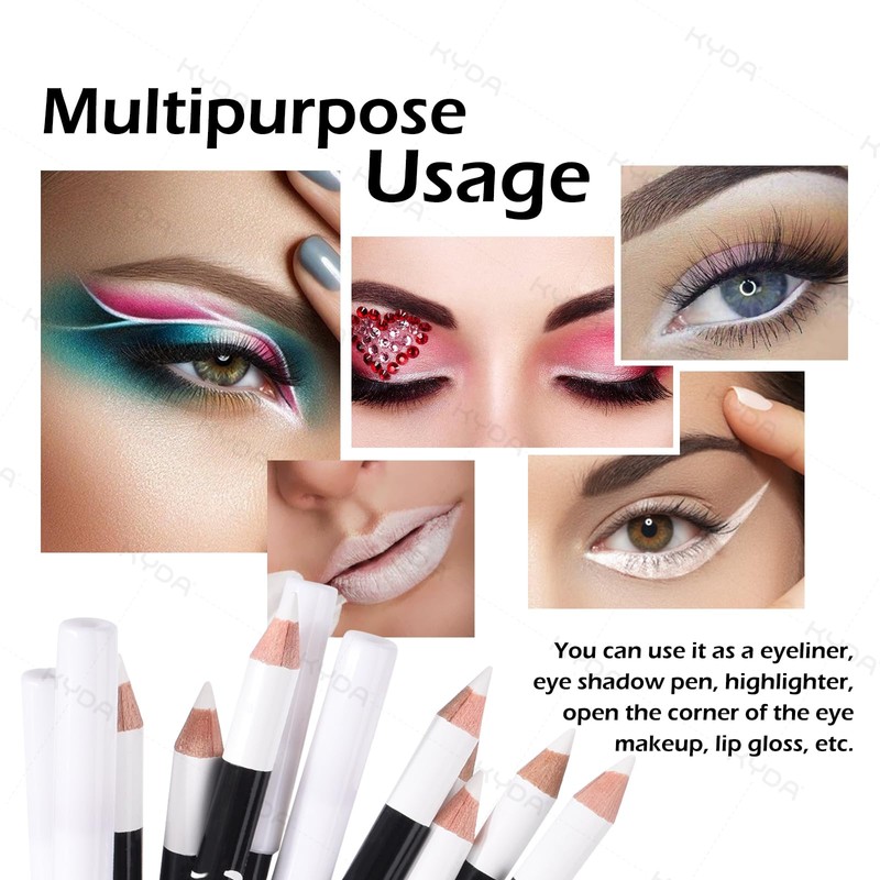Ownest 12 Pcs White Eyeliner Highlighter Pen, White Pearl Eyeliner