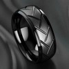 ZENSE - Men's Glossy Black Ring with Grooves ZR0177