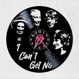 Vinyl Record Clock Vinywoody Vinyl Wall Clock Silhouette of the British Group of Rock and Roll Rhythm and Blues