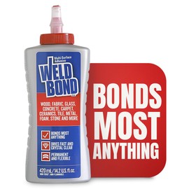 Weldbond Multi-Surface Adhesive Glue, Bonds Most Anything. Use as Wood Glue or on Fabric Glass Mosaic Carpet Ceramic Tile Metal Stone & More. Non-Toxic, ​Dries Crystal Clear 14.2oz /420ml