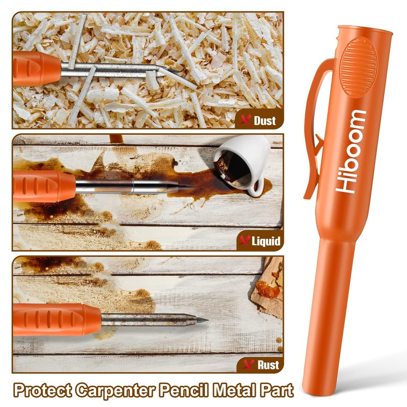 Hiboom 2 Pack Solid Carpenter Pencils with Pencil Cap and