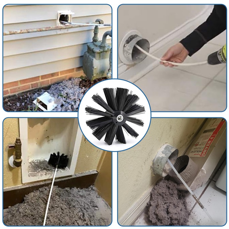 8-Foot Dryer Vent Cleaning Brush Kit with 6 Quick-Snap Extension