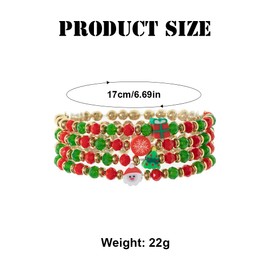 BKEPDY Set of 6 Christmas Bracelets Polymer Clay Friendship Bracelets with Snowflakes and Elk Stackable Bead Bracelets, Fimo