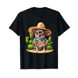 Chihuahua Dog & Sombrero Hat Mexican Fiesta Cinco De Mayo T-Shirt