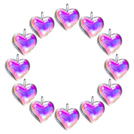 12pcs Colorful Crystal Heart Prism Suncatcher, Heart Prism Pendant Drop Parts Window Sun Catcher Crystals Hanging Pendant 32mm Ornaments Wedding Decor