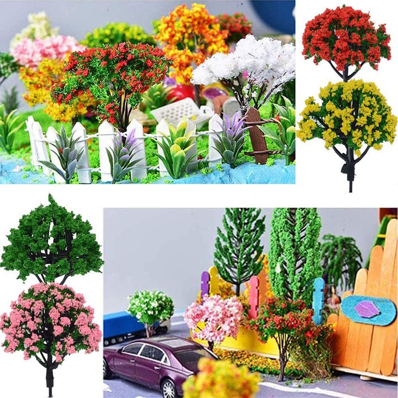 ANCLLO 25pcs Model Trees Model Trains Scenery 6.5cm Cherry Blossom