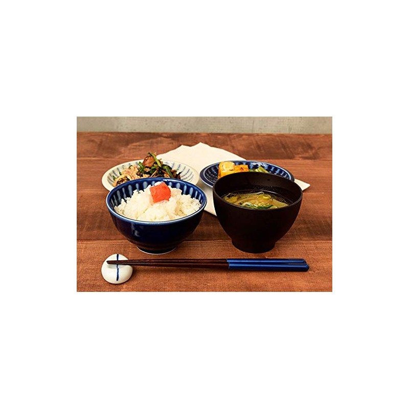 ih-007-01 Tableware East Rice Bowl, Blue Tokusa, Japanese Tableware, Blue