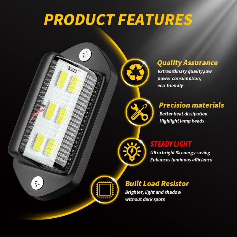 JEDEW 2 PACK License Plate Light, 12V 6-SMD LED License