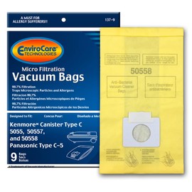 EnviroCare Replacement Vacuum Bags made to fit Kenmore Canister Type C or Q 50555, 50558, 50557 and Panasonic Type C-5 Vacuums, 9 pack