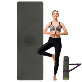 Yoga Mat Non Slip Green, Anti-Tear 3/16 Thick TPE Yoga Mats for Women and Men, 72"x24" Exercise & Fitness Mat with Carrying Strap, Workout Mats for Yoga, Pilates and Floor Exercise