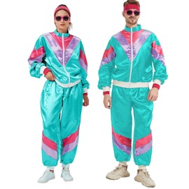 80s 90s Tracksuit for Men Women Retro Hip Hop Outfit Track Suit Windbreaker Set for Couples Costume BU-L