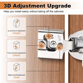 Probrico 4 Pack 2 Pair 1/2 inch Overlay Soft Close Cabinet Hinges Hidden Door Hinge for Kitchen Cabinet Hinges Concealed Self Closing Face Frame for Cupboard, Wardrobe, 105 Degree Opening Angel