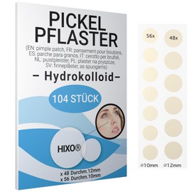 104x Pickelpflaster – Hydrokolloid Pickel Patches transparent in 2 Größen (10mm & 12mm) Abdeckung Anti-Akne & Unreinheiten Spotabdeckung – Vegan für Hautpflege