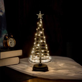 Honesty Foldable Christmas Tree, 250 Warm White LEDs on Copper Wire, 1 m high, the metal tree decorates your home or garden with sparkle, x-small