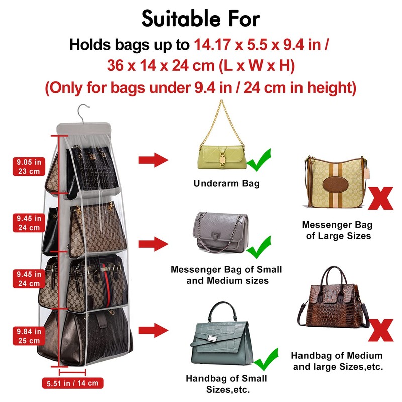 Lirex 2-Pack Handbag Hanging Purse Organizer for Closet, 8 Pocket