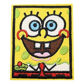 Sponge Bob Face Square Embroidered 3 Inch Tall Patch