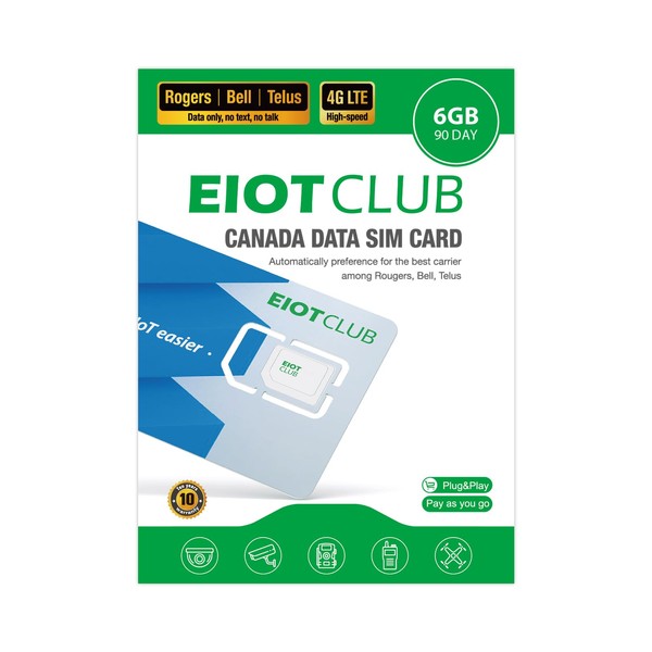 EIOTCLUB Prepaid Data SIM Card - 6GB/90Day, 5G/4G LTE SIM
