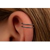 Tiny Black Fake Double Hoop Helix Ring - Faux Spiral