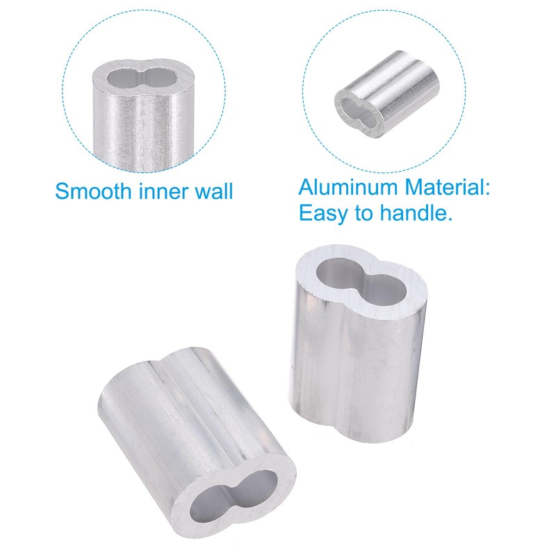 PATIKIL 1/2"/ 12mm Aluminum Crimping Loop Sleeves, 2Pcs Cable Crimp