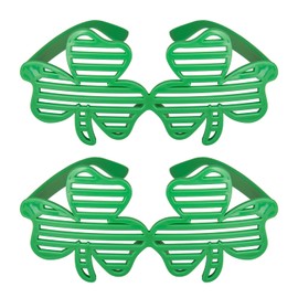 NAUZE 2 Pairs St Patricks Day Shamrock Glasses, Irish Green Clover Shutter Glasses, Leprechaun Costume Accessories for Men Women Party Favors Supplies (2)