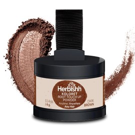 Polvos Koloret para retocar raíces: marrón oscuro para mujeres y hombres. Cubre las canas al instante. Corrector de la línea capilar para cabello fino y calvas. Resistente al agua y a las manchas. 4g