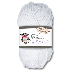 Frida's Wollhaus Frida's 50 g #Sixth Baby Chenille Yarn Knitting Crochet Wool Amigurumi Velvety Soft 30 Colours (741, White)