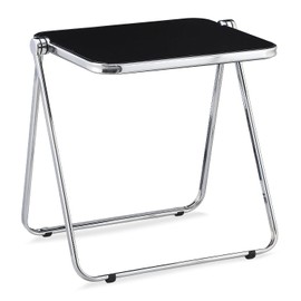 KAIHAOWIN Folding TV Tray - Clear Acrylic Foldable Tiny Desk for Home Office, Side Table, Small Computer Desk for Small Spaces - No Assembly Required - Gray