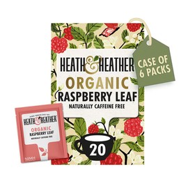 Heath & Heather Organic Raspberry Leaf Teabags | Individually Wrapped Caffeine-Free Herbal Tea Infusion | 6 Packs of 20, Total 120 Tea Bags